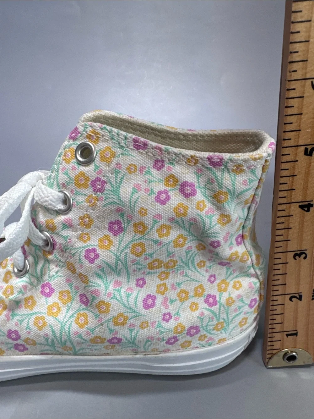 Converse Chuck Taylor All Star Hi Ditsy Floral White Pink Gold Junior Size 5